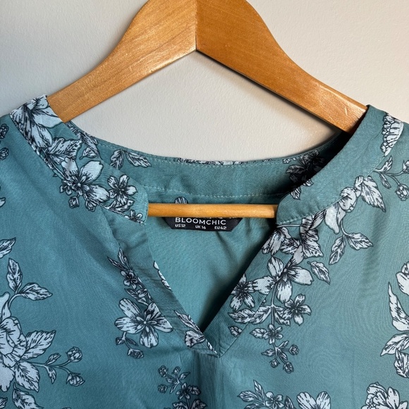 BloomChic Floral Flutter Sleeve Top Elegant Sheer Blouse 12 Fairy Whimsy - Picture 7 of 15